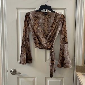 Snake Print Bell Sleeve Top